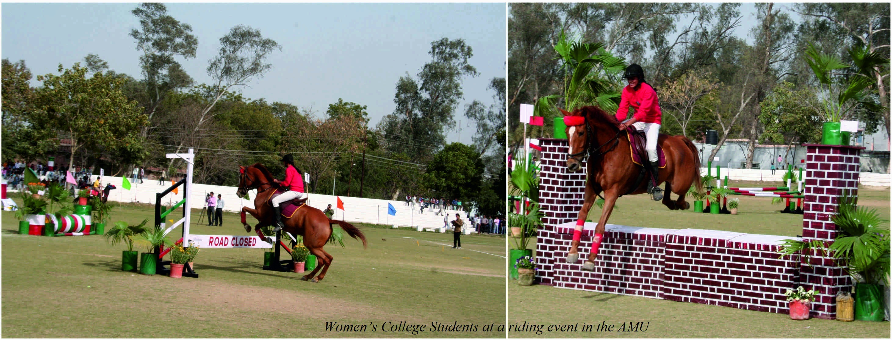 Women's College students at a riding event on the AMU campus