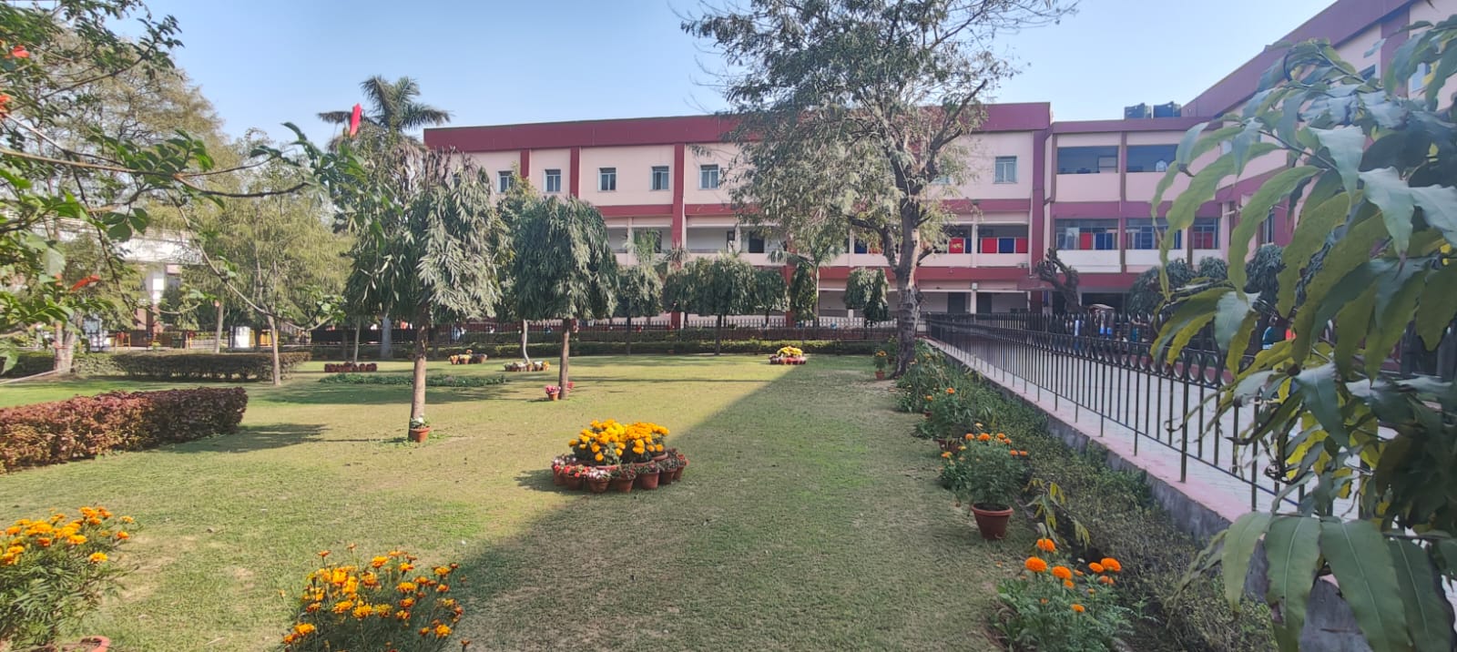 Landscaped garden and walkway along the ARSD campus building