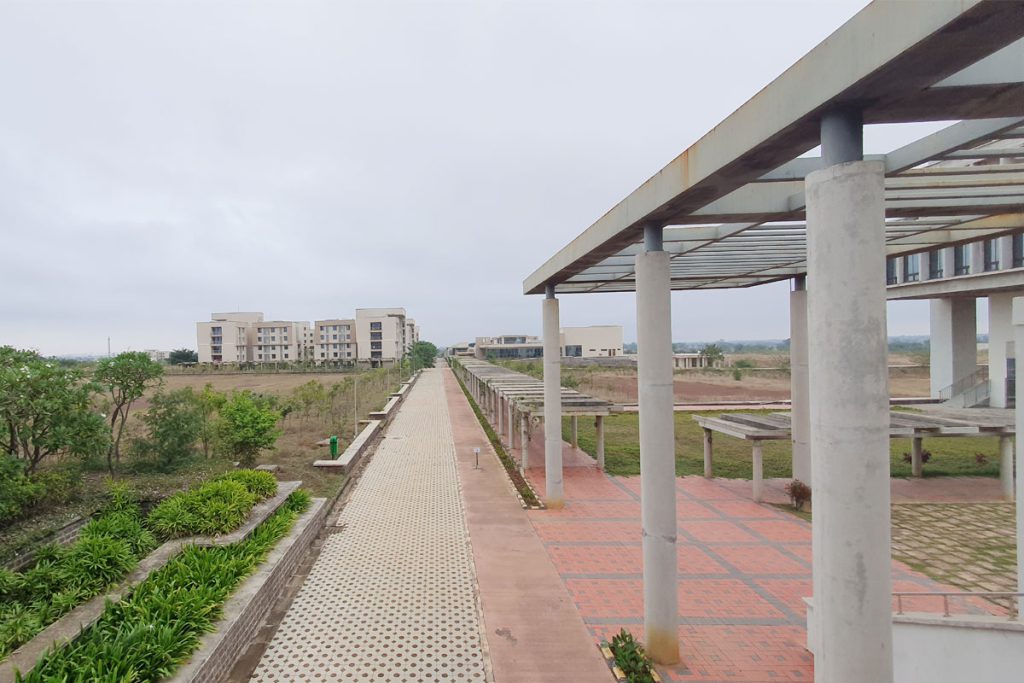 Path leading to the student hostels at IIM Raipur