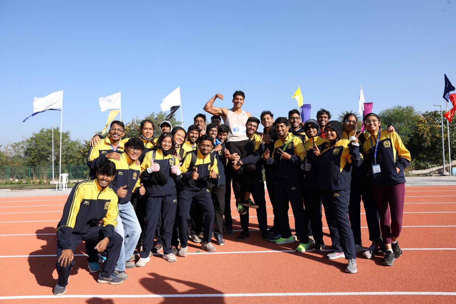 Students at the annual sports meet on the IIT Indore track