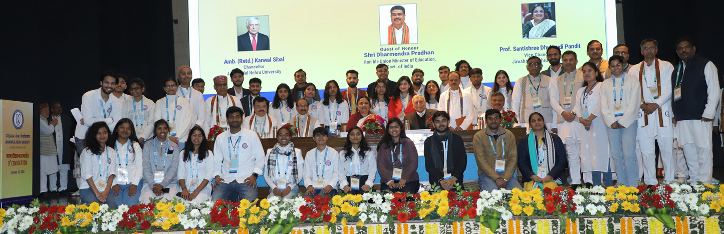 Graduating cohort at the JNU Convention Centre during the university's 9th convocation