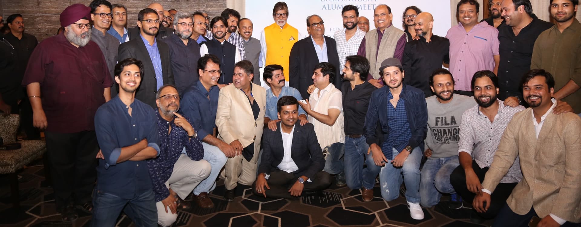 Alumni, including actor Amitabh Bachchan, at a Kirori Mal College alumni meet