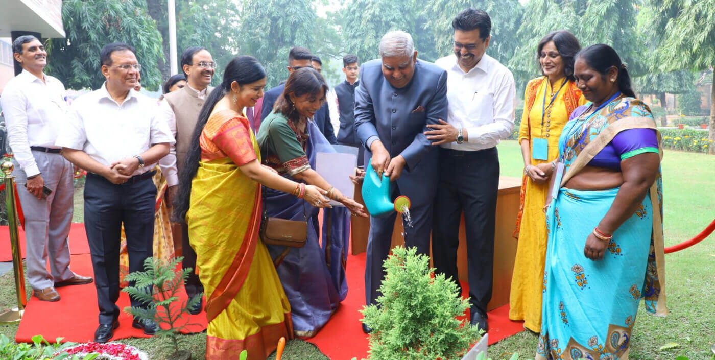 A tree-planting ceremony in the Miranda House garden