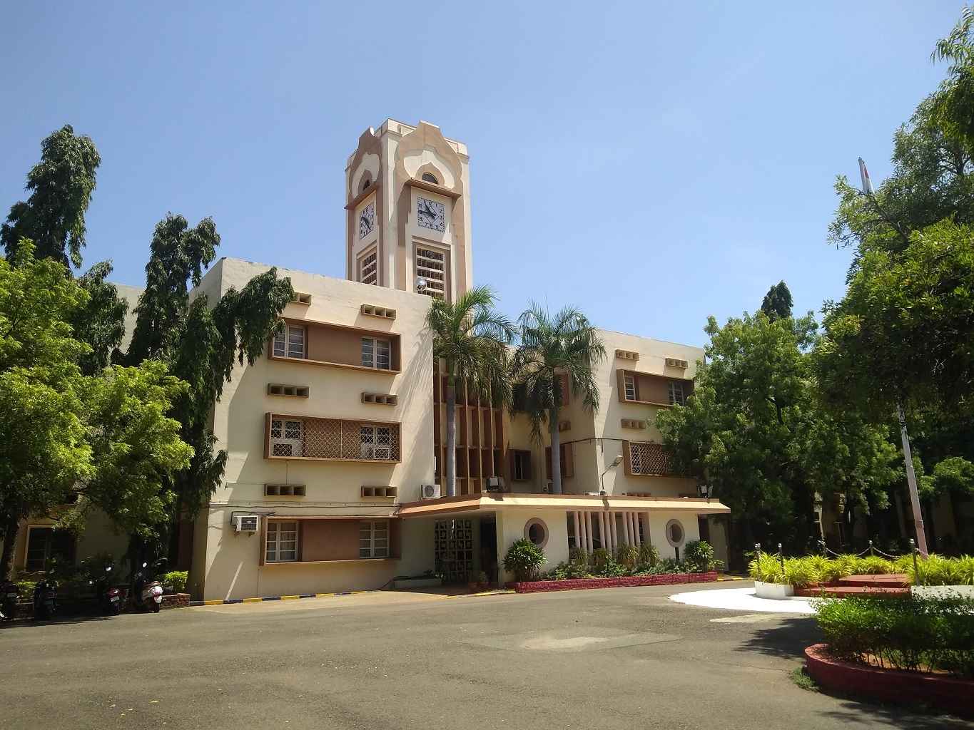 The heritage clock-tower administrative block on the NIT Tiruchirappalli campus