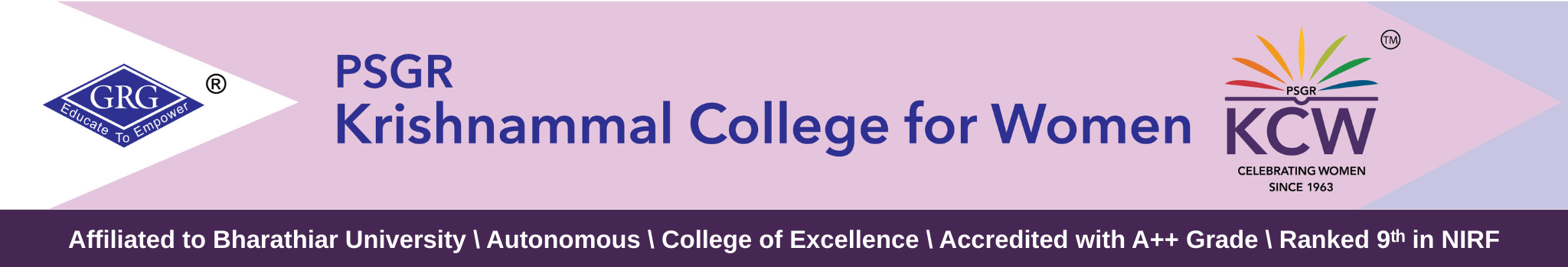 PSGR Krishnammal College for Women identity mark with the GRG Educate to Empower emblem