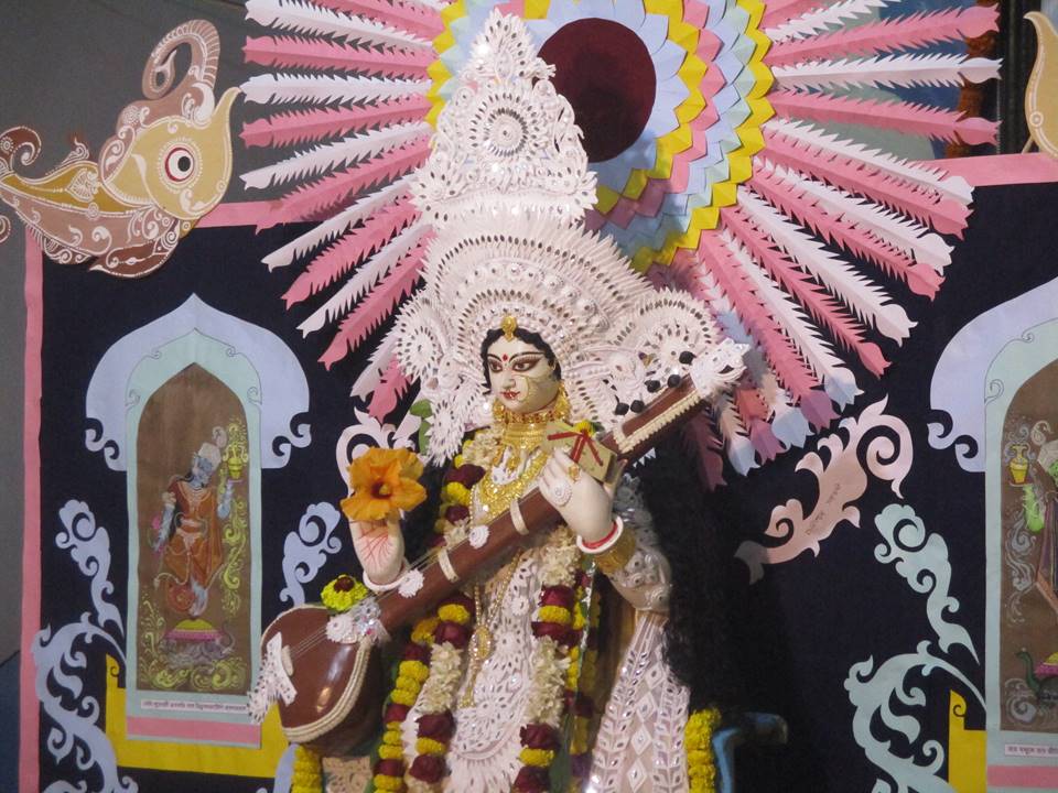 Saraswati Puja idol on the Rahara campus