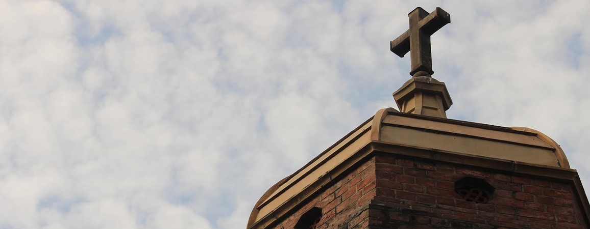 The cross atop the main tower at St. Stephen's College, Delhi