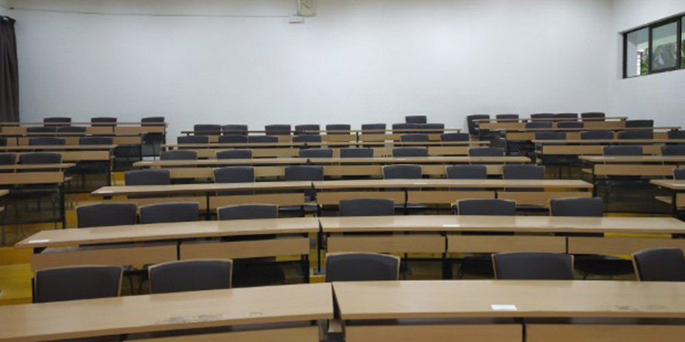 A tiered lecture classroom at SIBM Pune